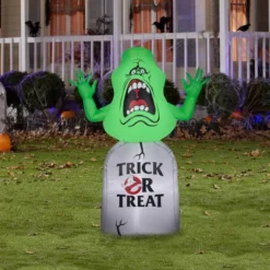 Gemmy Airblown Inflatable Ghostbusters Slimer On Tombstone, 59.84 In. X 20.87 In. X 43.3 In. -Gemmy 1904190 A2