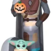 Gemmy Airblown Inflatable Star Wars The Mandalorian The Child With Pumpkin Scene