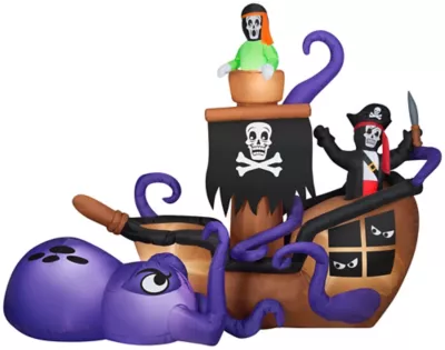 Gemmy Airblown Inflatable Giant Halloween Pirate Ship Scene