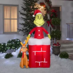 Gemmy Animated Airblown Outdoor Inflatable Grinch In Chimney Scene -Gemmy 1935118 A4