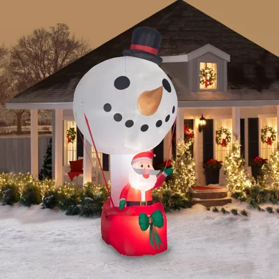 Gemmy Giant Airblown Outdoor Inflatable Snowman Hot Air Balloon Scene With Santa 3 Gemmy Giant Airblown Outdoor Inflatable Snowman Hot Air Balloon Scene With Santa - Image 3