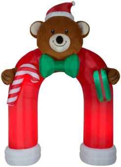 10.5' Archway Animated Airblown Wiggling Bear And Bow Tie Christmas Inflatable