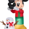 Gemmy Animated Airblown Mickey Putting Hat On Mickey Snowman, G-117107