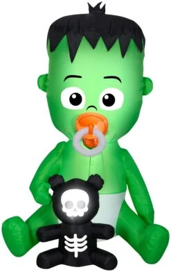 Gemmy Animated Airblown Nom Nom Baby W/Pacifier, 5.5 Ft Tall, Green