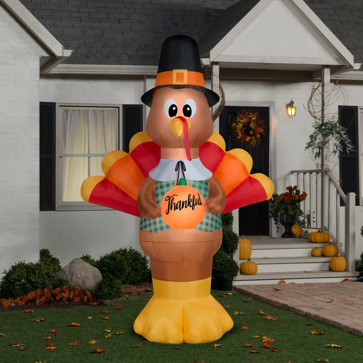 Gemmy Airblown Thankful Turkey Giant, 10 Ft Tall, Multi 2 Gemmy Airblown Thankful Turkey Giant, 10 Ft Tall, Multi - Image 2