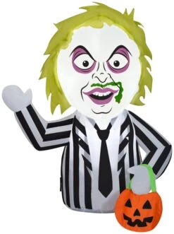 Gemmy Airblown Inflatable Beetlejuice CarBuddy, 3 Ft Tall, Black