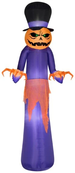 Gemmy Airblown Pumpkin Reaper W/Top Hat Giant , 12 Ft Tall, Purple