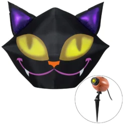 Gemmy Projection Airblown Setiling Cat W/1 EyeScreams Projection Included (Yellow) , 4 Ft Tall