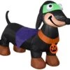 Gemmy Airblown Super Hero Dog W/JOL Collar Doxen, 2.5 Ft Tall, Black