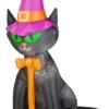 Gemmy 6.5 Ft Tall Airblown Black Cat W/Hat OPP