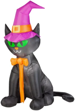 Gemmy 6.5 Ft Tall Airblown Black Cat W/Hat OPP