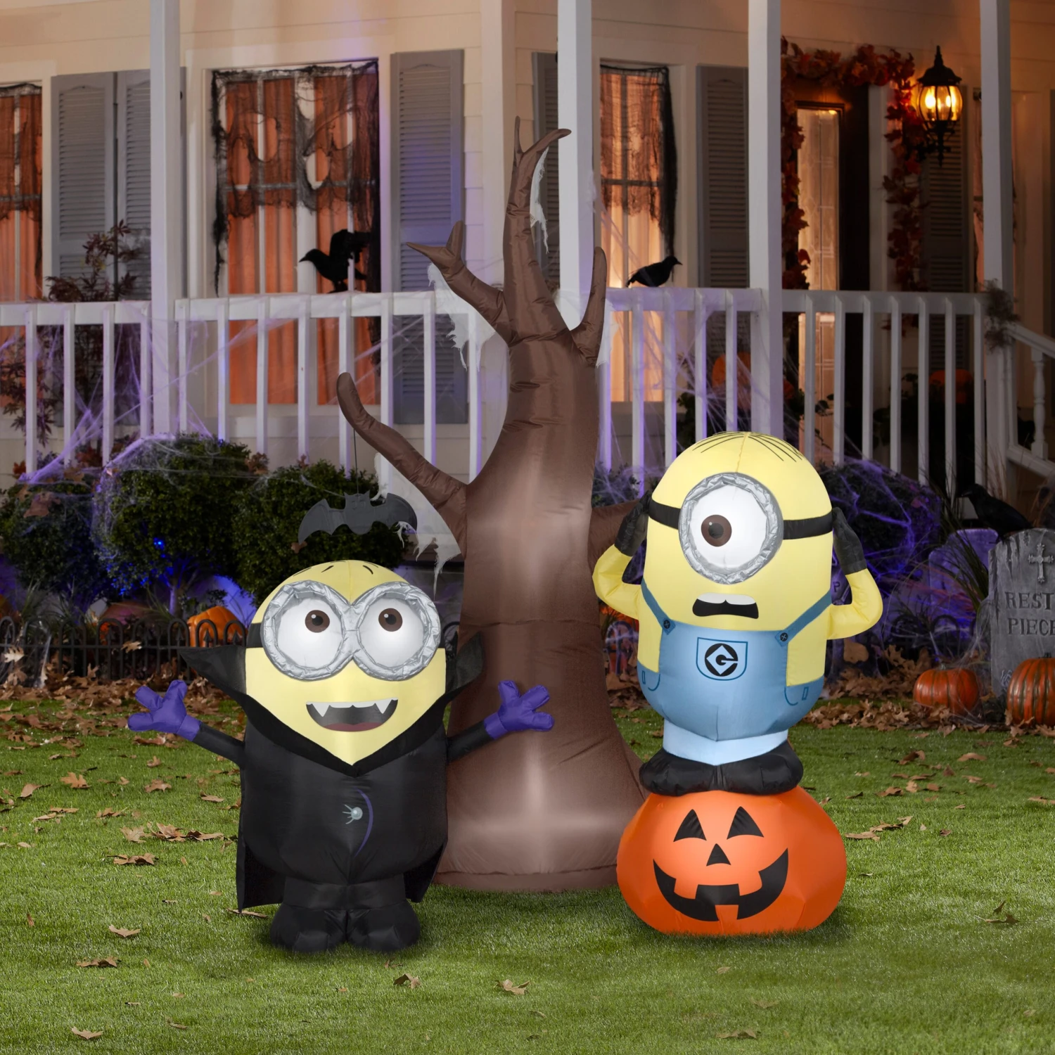 Gemmy Airblown Minions W/Tree And Pumpkin Scene Universal, 5.5 Ft Tall, Multi 2 Gemmy Airblown Minions W/Tree And Pumpkin Scene Universal, 5.5 Ft Tall, Multi - Image 2
