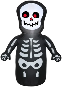 Gemmy Airblown Happy Skeleton, 3.5 Ft Tall, Multicolored