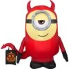 Gemmy Airblown Inflatable Minion Stuart In Devil Costume, 3.5 Ft Tall, Red