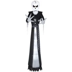 Gemmy Giant Airblown Inflatable Dapper Skull Ghoul, 12 Ft Tall, White