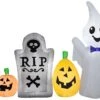 Gemmy Airblown Ghost In Cemetery Scene , 5 Ft Tall