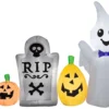 Gemmy Airblown Ghost In Cemetery Scene , 5 Ft Tall