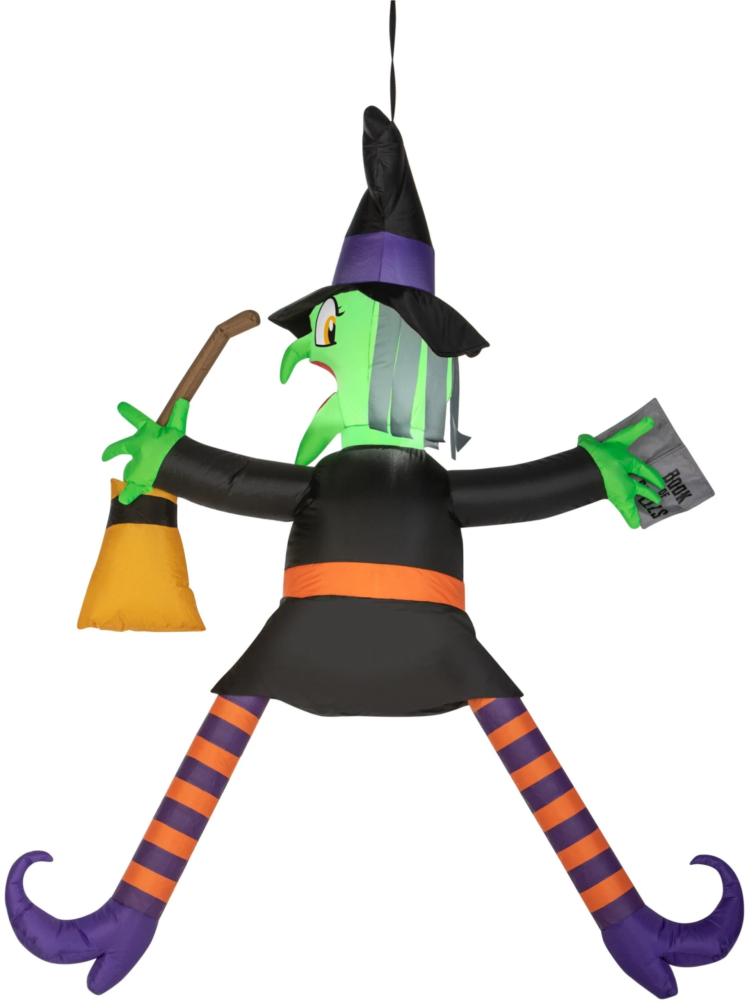 Gemmy 5 Ft Tall Airblown Crashing Witch W/Spell Book 1 Gemmy 5 Ft Tall Airblown Crashing Witch W/Spell Book