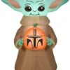 Gemmy Airblown The Child W/Pumpkin Star Wars, 3.5 Ft Tall, Multicolored