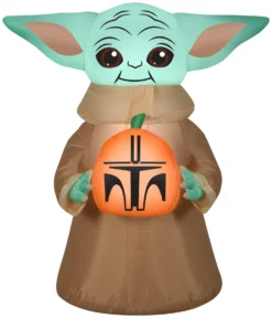 Gemmy Airblown The Child W/Pumpkin Star Wars, 3.5 Ft Tall, Multicolored