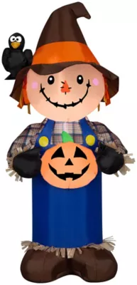 New! Gemmy Airblown Scarecrow With Jack O'Lantern
