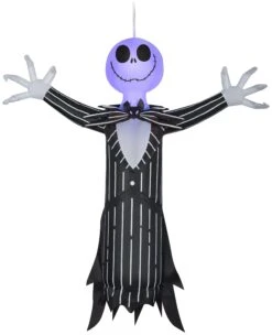 Gemmy Airblown Hanging Jack Skellington W/Blinking Lights Disney, 4 Ft Tall, Multi