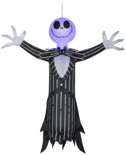 Gemmy Airblown Hanging Jack Skellington W/Blinking Lights Disney, 4 Ft Tall, Multi