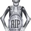 Gemmy Photorealistic Airblown Skeleton W/Tombstone Giant, 10 Ft Tall, Multicolored