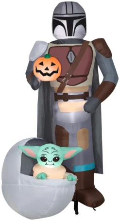 Gemmy Airblown Inflatable The Mandalorian And Grogu™ In Pod, 6.5 Ft Tall, Grey
