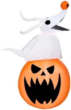 Gemmy Airblown Zero W/Pumpkin, 3.5 Ft Tall, White
