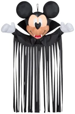 Gemmy Airblown Door Hanger Mickey Head W/Streamers, 6.5 Ft Tall, Black