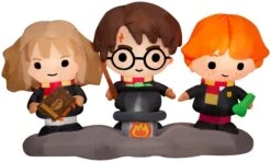 Gemmy Airblown Harry, Ron, And Hermione W/Cauldron Scene WB, 4.5 Ft Tall, Black