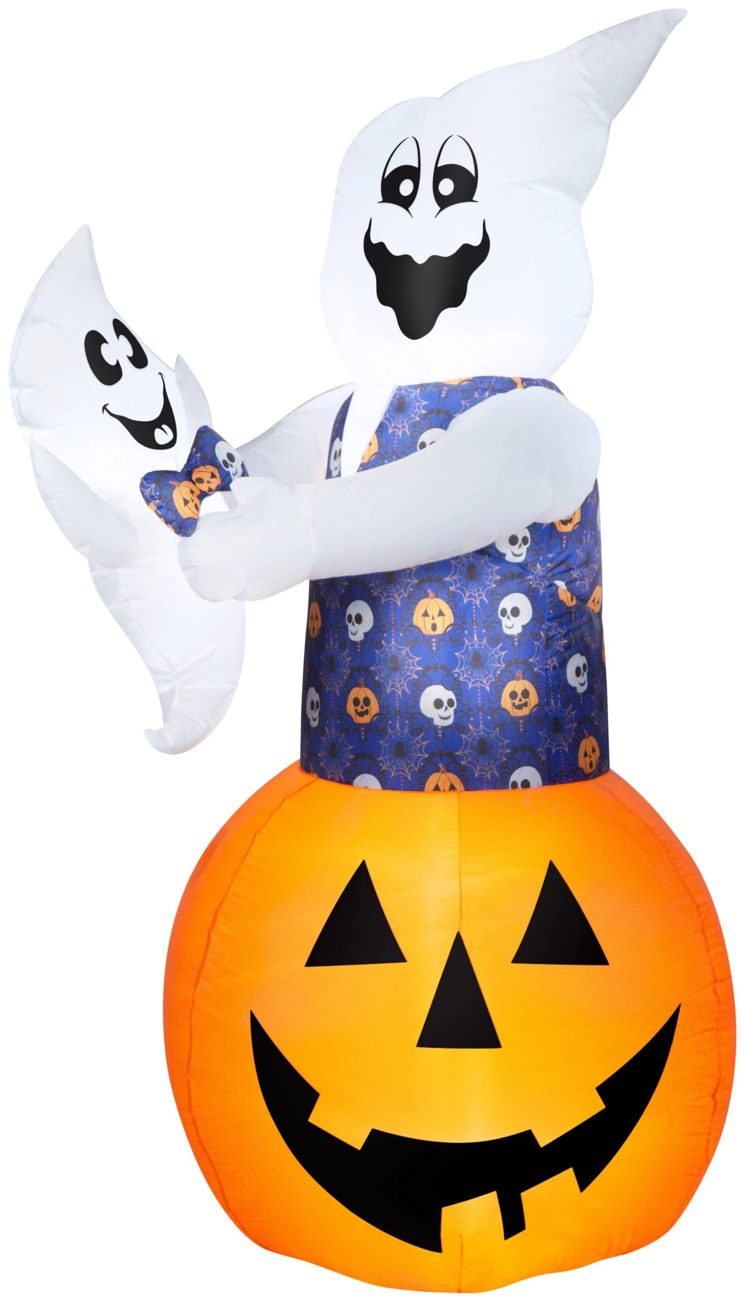 Gemmy Animated Airblown Lifting Mixed Media Whimsical Damask Ghost W/Baby Scene, 6 Ft Tall, Orange 1 Gemmy Animated Airblown Lifting Mixed Media Whimsical Damask Ghost W/Baby Scene, 6 Ft Tall, Orange