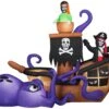 Gemmy Airblown Inflatable Halloween Pirate Ship, 7.5 Ft Tall, Black