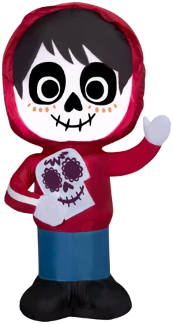 Gemmy Airblown Miguel From Coco W/Skull Disney, 3.5 Ft Tall, Red