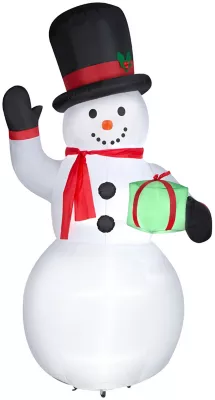 New! Gemmy Airblown-Snowman With Gift Box-Giant