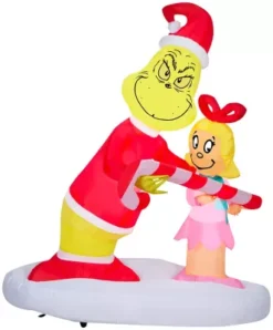 New! Gemmy Airblown-Grinch Passing Out Candy Canes To Cindy Lou-Large Scene-Dr. Seuss
