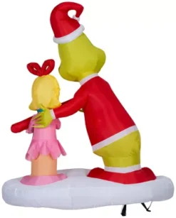 New! Gemmy Airblown-Grinch Passing Out Candy Canes To Cindy Lou-Large Scene-Dr. Seuss -Gemmy 2296730 A3