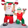 New! Gemmy Airblown-Santa And Mrs Claus Workout Scene-Large
