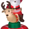 New! Gemmy Animated Airblown-Santa & Reindeer Rodeo Scene