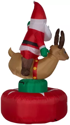 New! Gemmy Animated Airblown-Santa & Reindeer Rodeo Scene 3 New! Gemmy Animated Airblown-Santa & Reindeer Rodeo Scene - Image 3