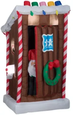 New! Gemmy Animated Airblown-Santa's Outhouse -Gemmy 2296736 A2