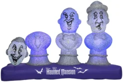 Gemmy Airblown Inflatable Haunted Mansion Scene With Music And Synchronized Light Show, 5.5 Ft Tall, Blue