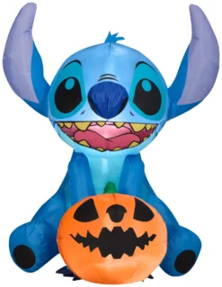 Gemmy Airblown Stitch W/JOL Disney, 3 Ft Tall, Multi