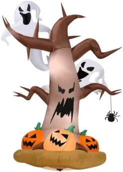8' Airblown Dead Tree W/ Ghosts And Pumpkins Halloween Inflatable