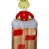 5.5' Animated Airblown Grinch Popping Out Of Chimney Grinch Christmas Inflatable