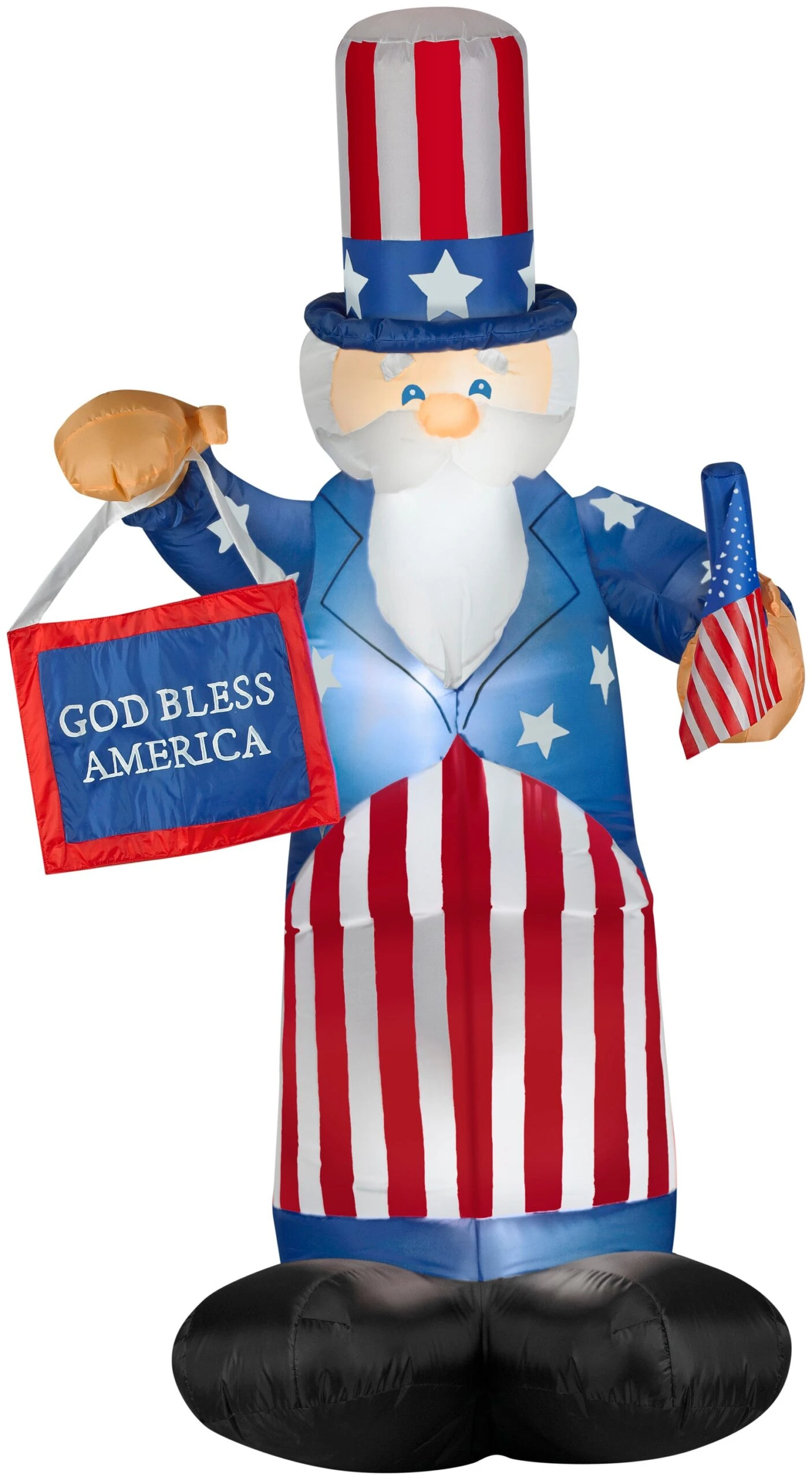 6' Airblown Uncle Sam W/Flag & Banner Spring Inflatable 1 6' Airblown Uncle Sam W/Flag & Banner Spring Inflatable