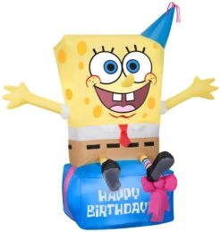 Gemmy 3.5 Ft. Airblown Inflatable Spongebob On Birthday Present Nick