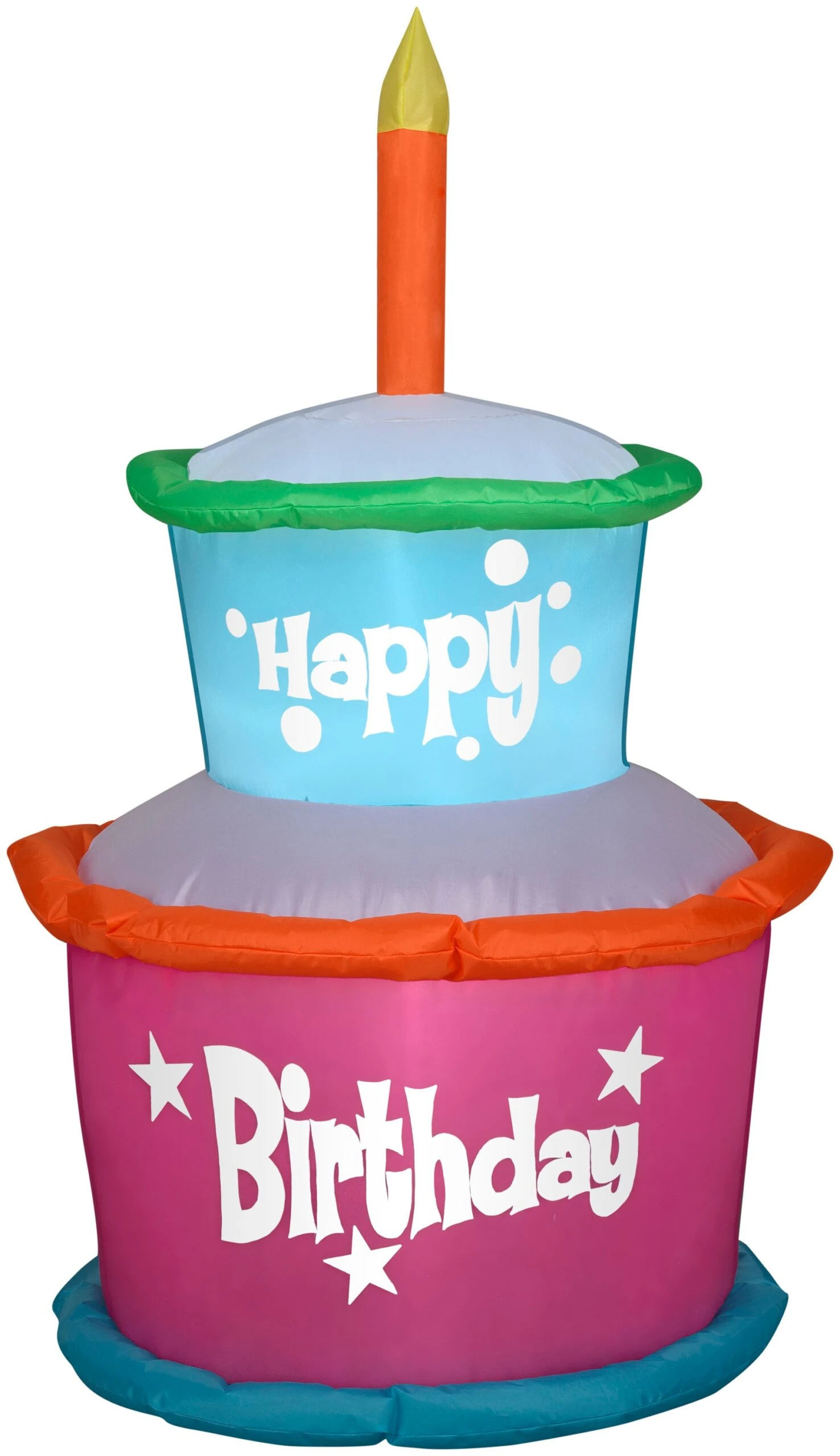 Gemmy Airblown Inflatable Birthday Cake With Candle, 3.5 Ft Tall, Pink 1 Gemmy Airblown Inflatable Birthday Cake With Candle, 3.5 Ft Tall, Pink