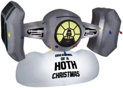 Gemmy Christmas Airblown Inflatable TIE Fighter W/Darth Vader, 6 Ft Tall, Gray